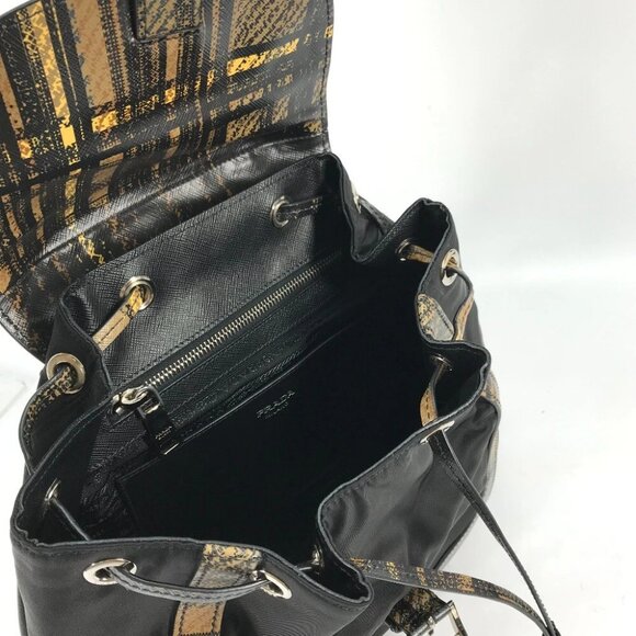 PRADA 1BZ038 triangle logo plate check backpack bag drawstring bag Backpack - Picture 3 of 14